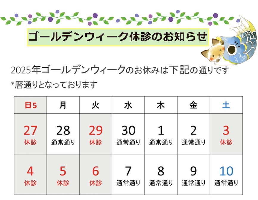 GWのお休みについて🌼